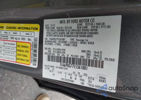 2014 Ford Fusion S из США, поврежденный, VIN 1FA6P0G77E5361881